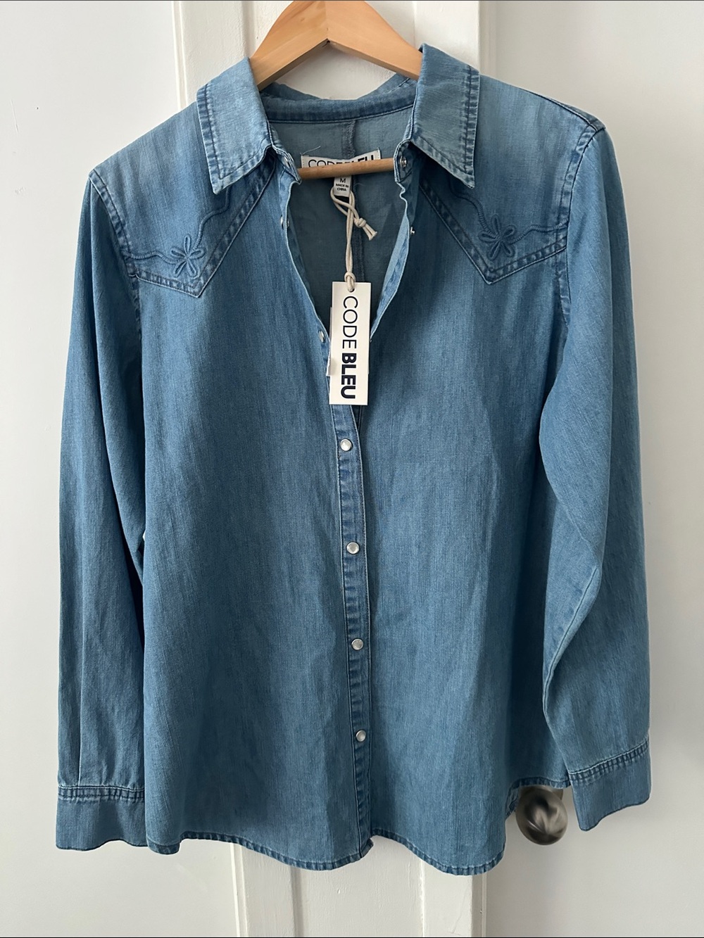 Code Bleu Denim Blue Western-Style Snap Shirt